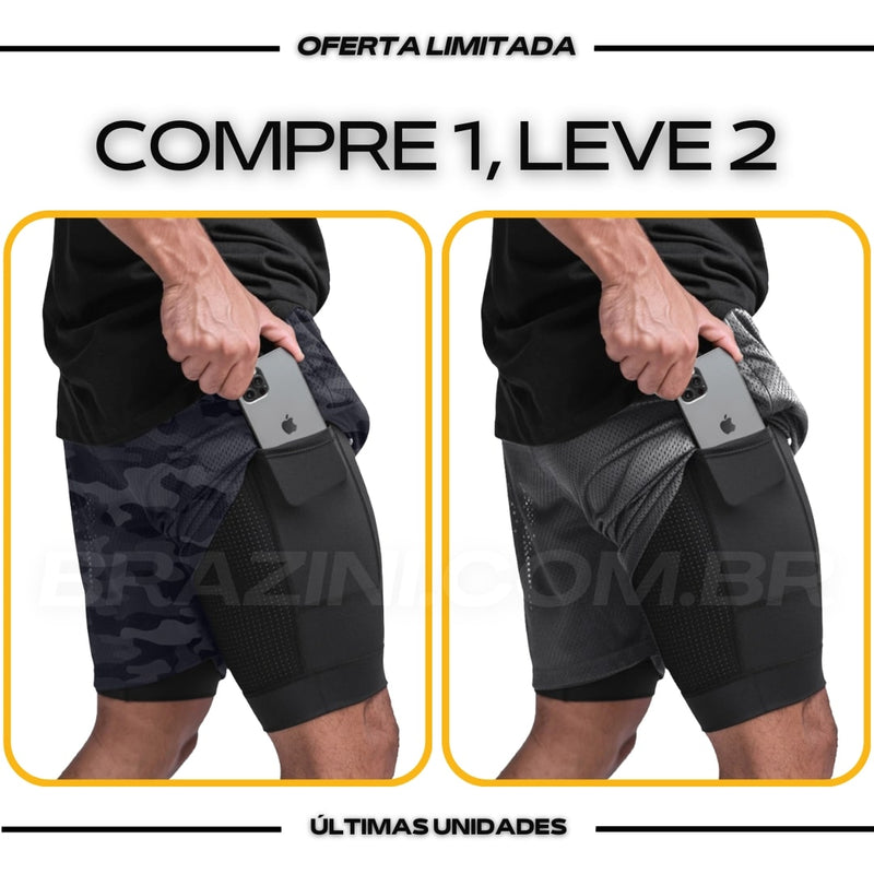 Shorts Dry-Fit™ de Compressão BZN - COMPRE 1 LEVE 2