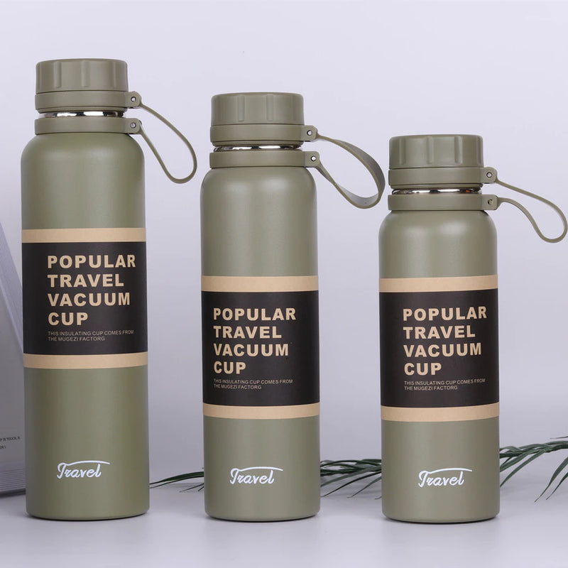 Garrafa Térmica em Aço Inoxidável 650ml / 850ml / 1100ml – Travel à Vácuo, Esportiva e Antivazamento