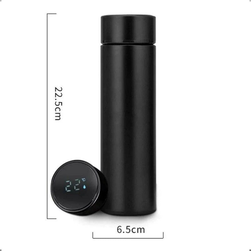 Garrafa Térmica 500ml com Termômetro LED – Aço Inox, Isolamento a Vácuo, Bebida Quente ou Gelada