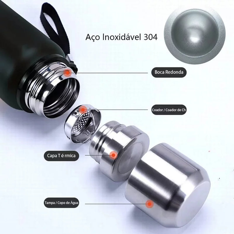 Garrafa Térmica em Aço Inoxidável 650ml / 850ml / 1100ml – Travel à Vácuo, Esportiva e Antivazamento